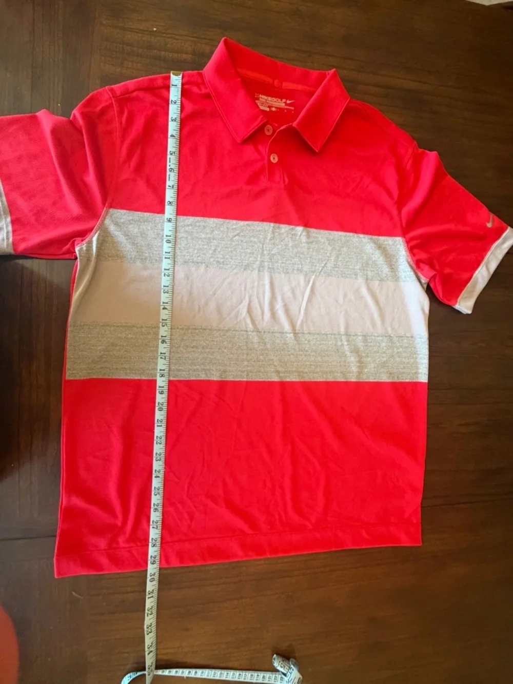 Nike Golf Tour Performance Dri-fit Men's Red Gray Polo Shirt, Size Large